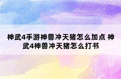 神武4手游神兽冲天猪怎么加点 神武4神兽冲天猪怎么打书